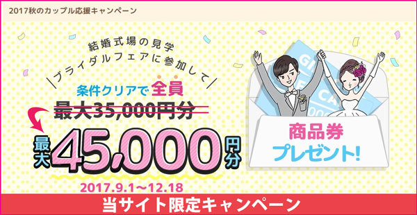 マイナビウエディング 当サイト限定キャンペーン 2017年12月18日まで