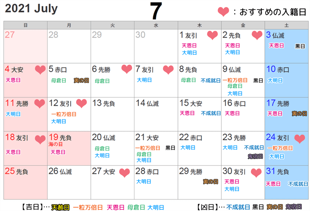 21年版 入籍日としてオススメの日はいつ 縁起のいい日をカレンダーとランキングで紹介 令和3年 ブライダルフェアに行く前に読むサイト 式場選びや結婚準備で後悔しないためのコツ 注意点