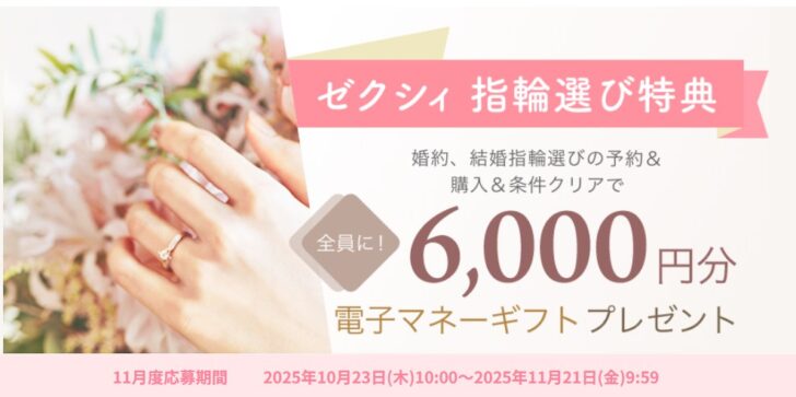 ゼクシィ指輪探しキャンペーン11月度　2025年11月21日(金)9:59まで