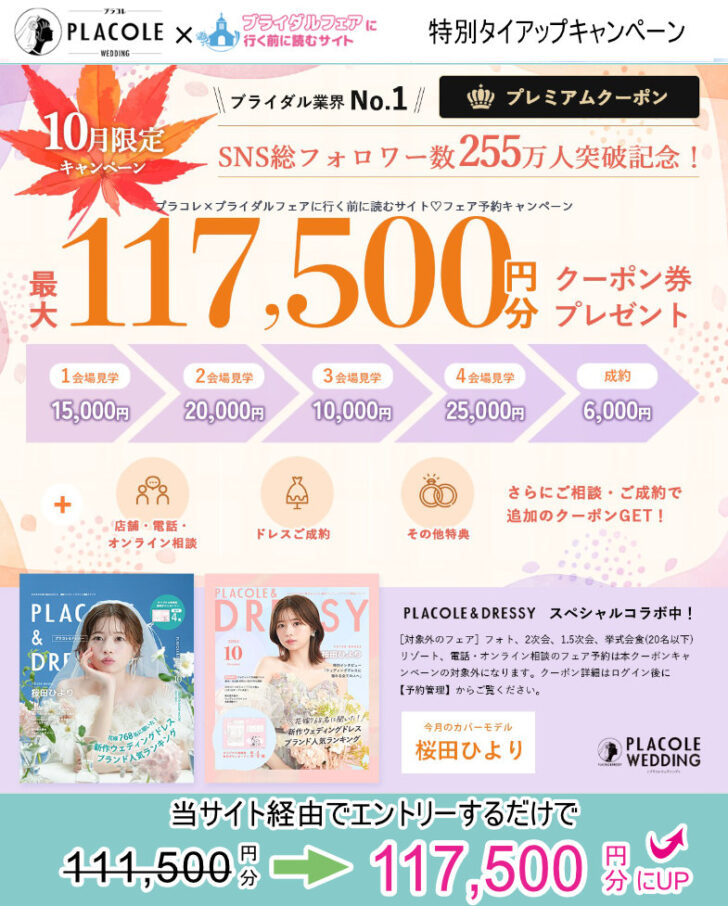 プラコレウェディング　2025年10月キャンペーン　タイアップ特典付き