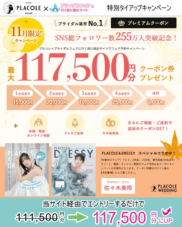 プラコレウェディング 2025年11月キャンペーン タイアップ特典付き