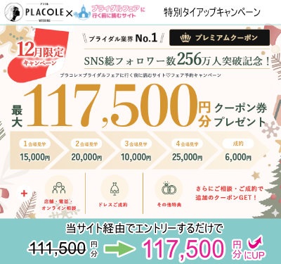 2025年12月プラコレウェディング当サイトのタイアップキャンペーン