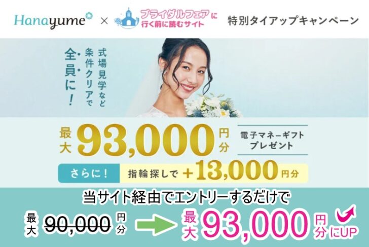 【タイアップサイト特別】全国エリア展開記念!ハナユメの式場探し大応援キャンペーン